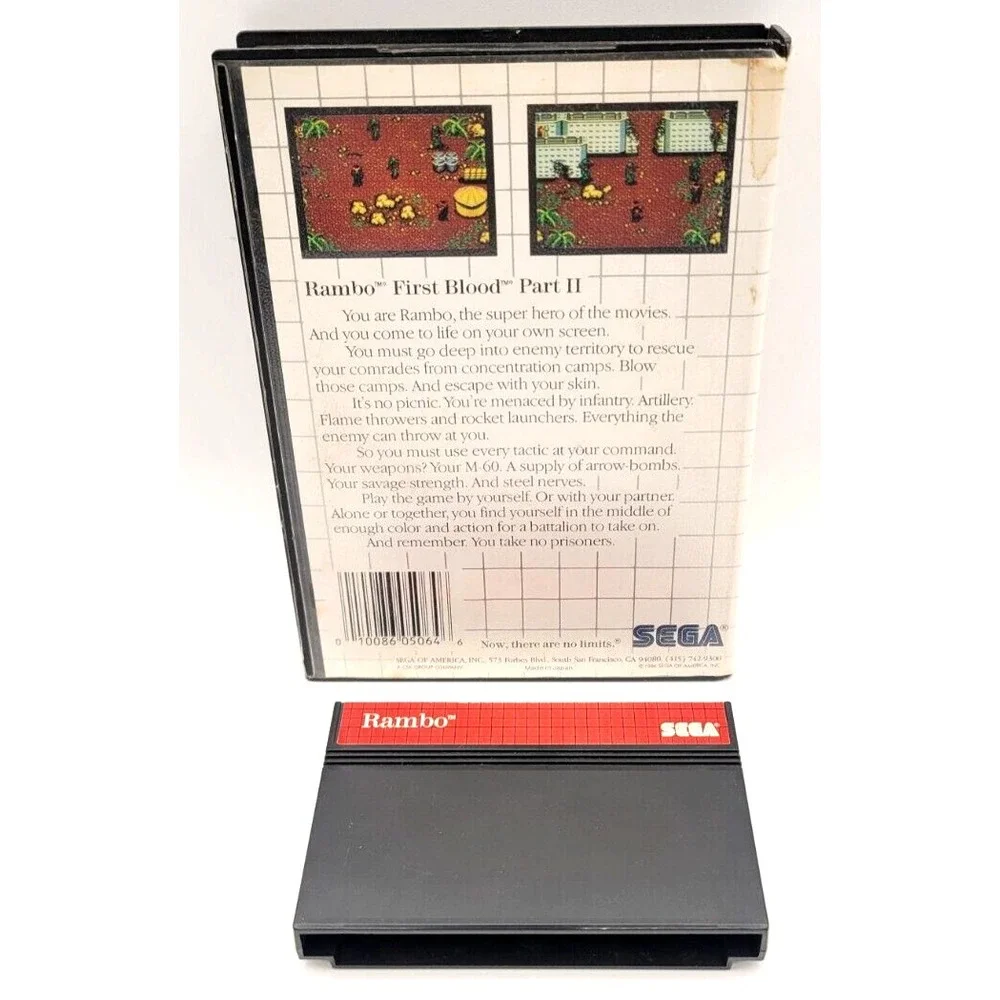 RAMBO FIRST BLOOD PART 2 - SEGA MASTER SYSTEM SMS - NO MANUAL *TESTED & WORKING*